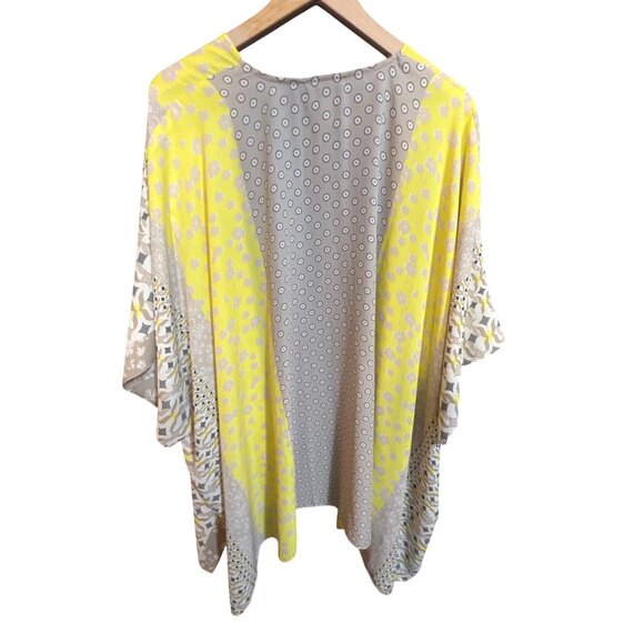 Susan Graver Womens Lightweight Open Kimono Cardigan Size XL Yellow/Taupe Multic - Picture 5 of 5